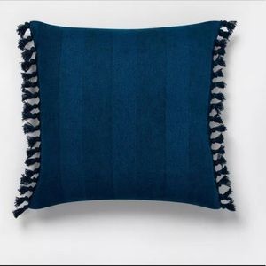 Set of 2 18” x 18” Wide Stripe Knotted Fringe Pillow